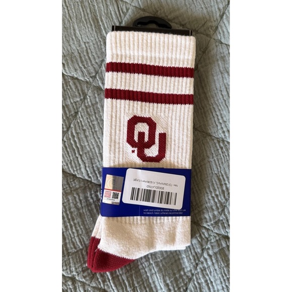 Oklahoma Sooners  Vintage Retro  Crew Socks NWT TCK  Adult Large College - Picture 2 of 2